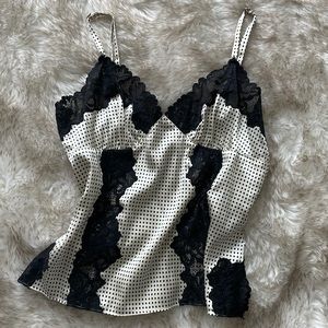 Banana republic polka dot and lace silk cami